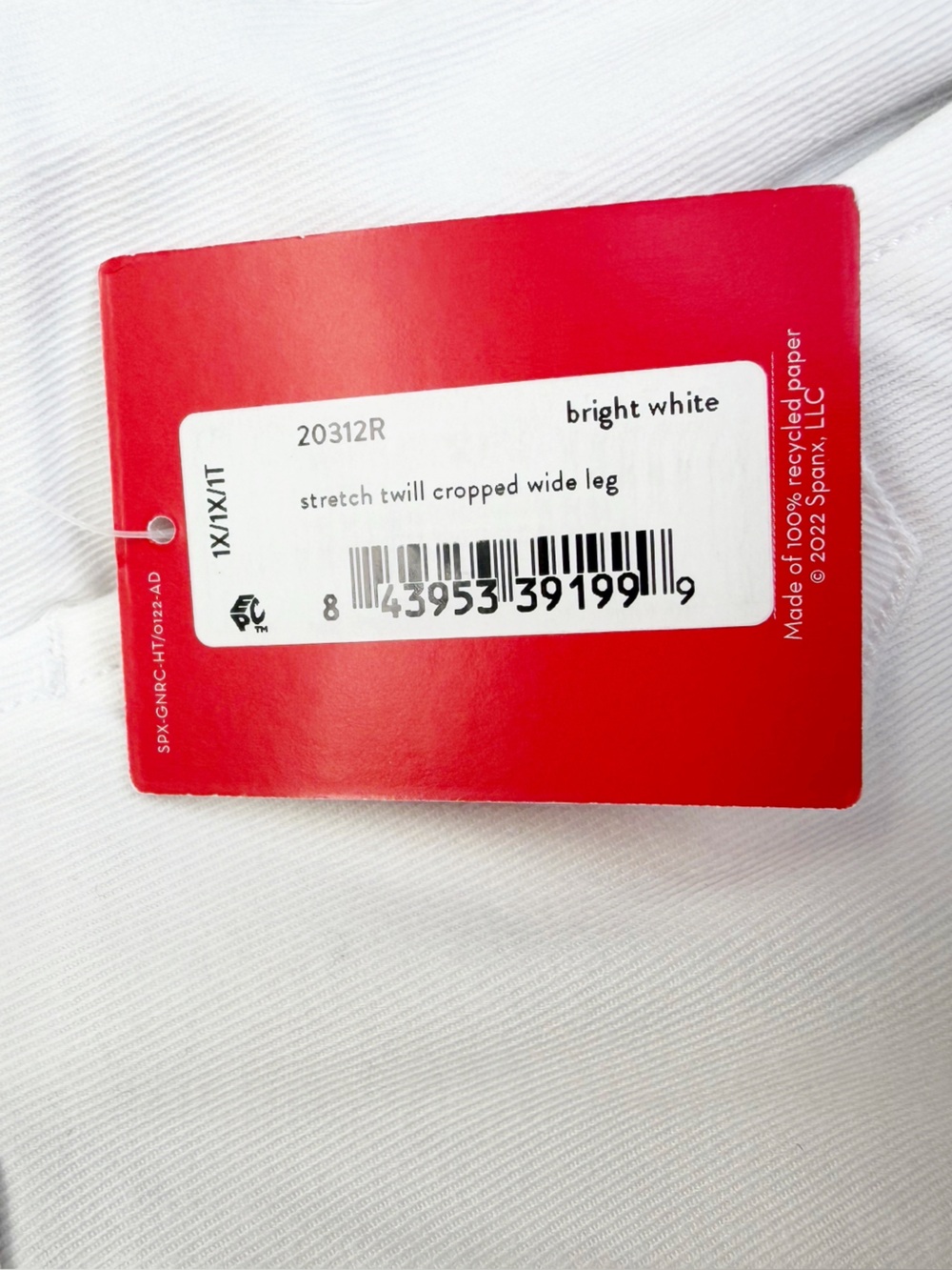 NWT SPANX Stretch Twill Cropped Wide Leg Pant Large Bright White 1X - Picture 14 of 14